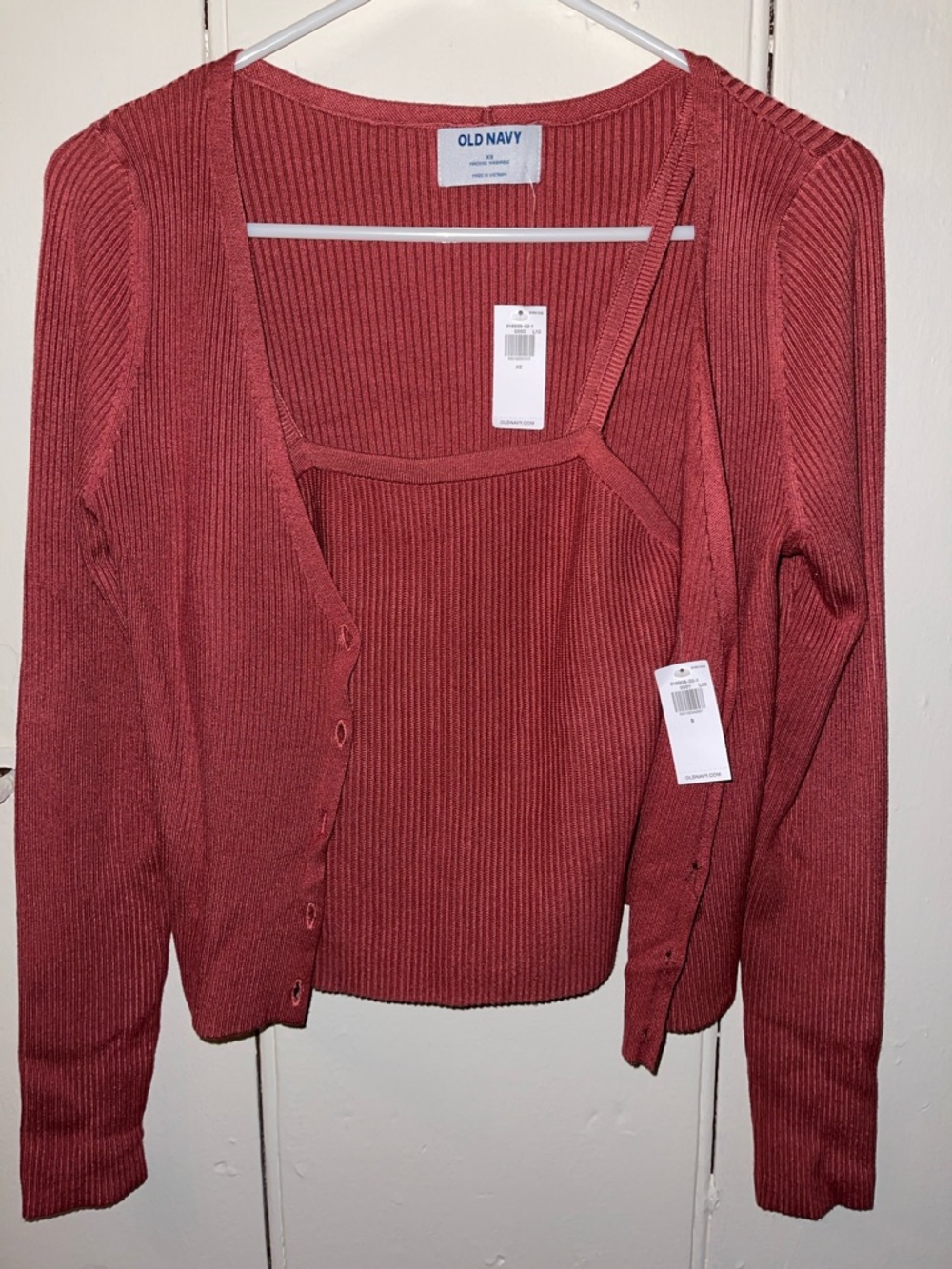 Old Navy Two-Piece Ribbed Cardigan & Tank Set - Rust - Picture 3 of 6
